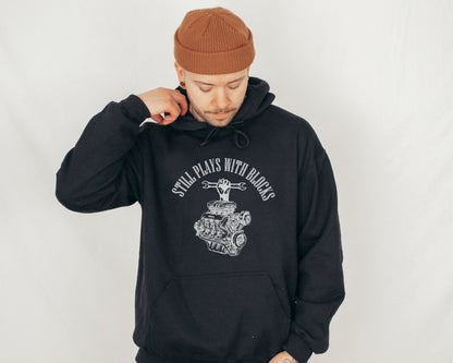 Still Plays with Blocks, Mechanic Men Sweatshirt, Work Bench Hoodie, Handyman Gift, Father's Day Gift, Gift for Papa, Gift for Him
