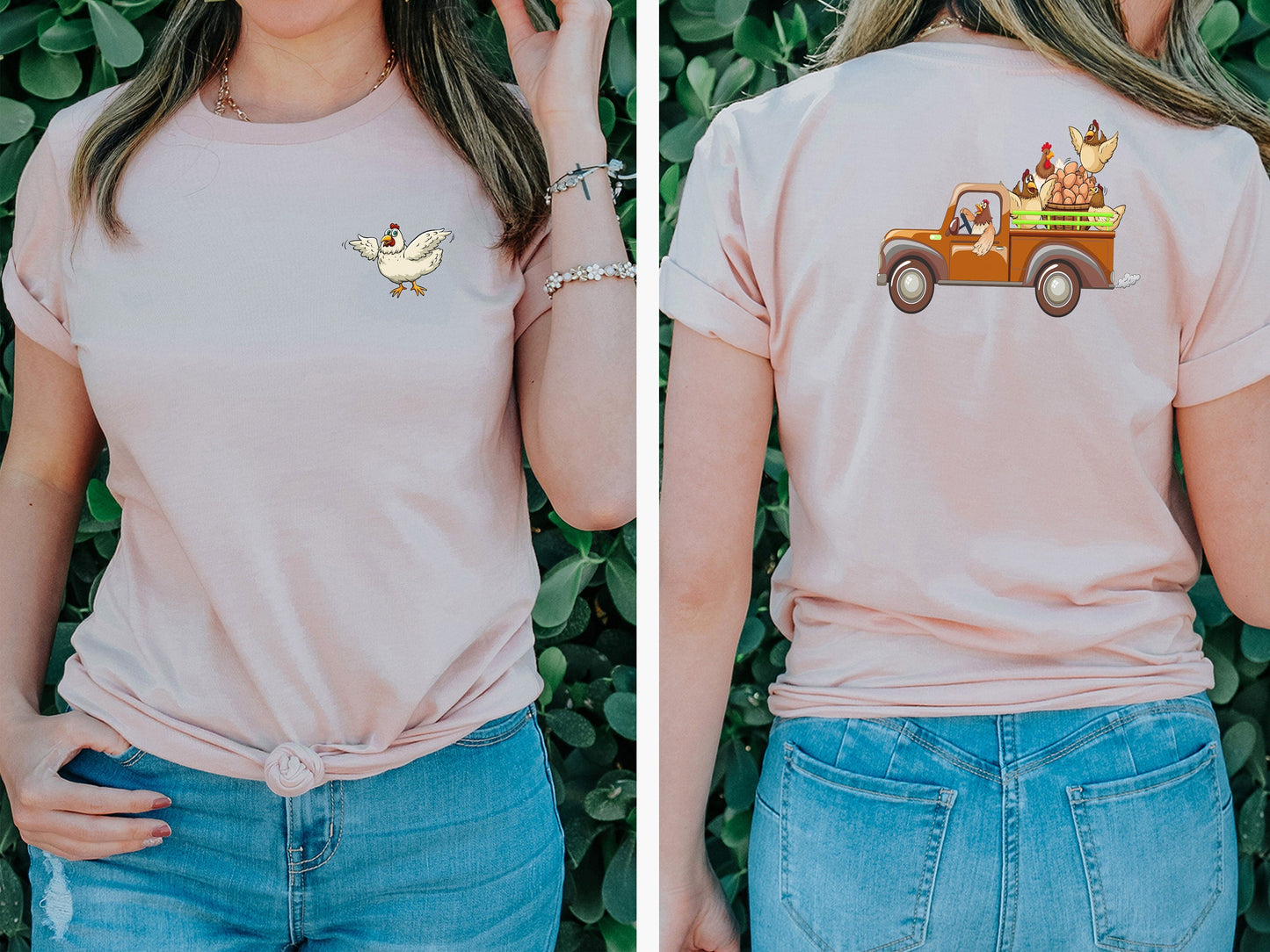 Cockerel and Chickens Truck Shirt, Thanksgiving Gift, Gift for Kid, Birthday Gift, Animal Lover T-Shirt, Mother's Day Gift, Gift for Her