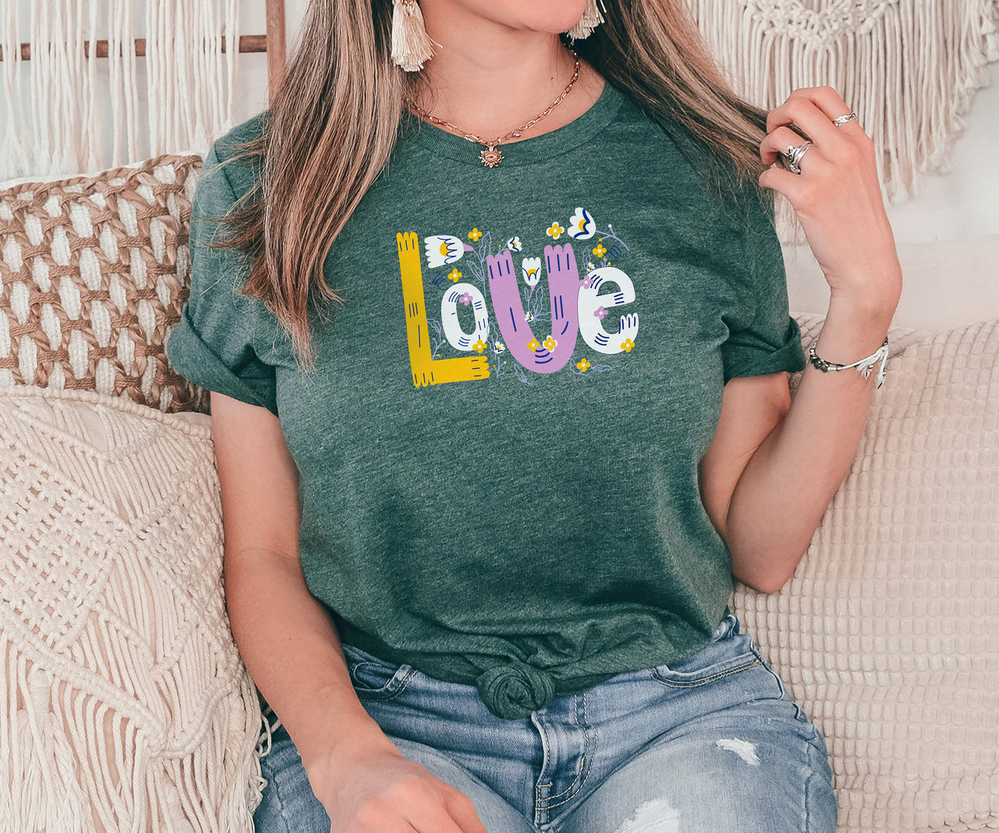 Love with Flowers Shirt, Valentine's Day Gift, Birthday Gift, Gift for Her, Gift for Mama, Gift for Valentine, Valentine's Day Lover