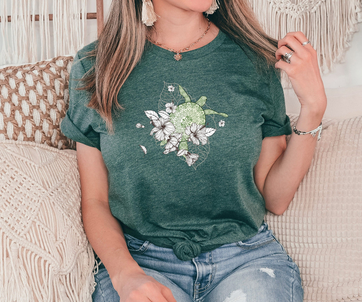 Turtle With Flowers Shirt, Birthday Gift, Gift for Her, Mother's Day, Animal Lover T-Shirt, Christmas Gift, Floral Flowers Design
