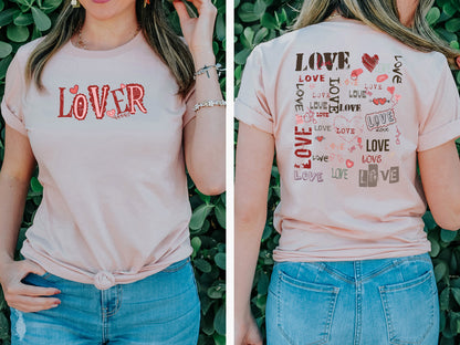 Lover Valentine's Day Gift, Love Text Graphic Shirt, Birthday Gift, Mother's Day, Gift for Her, Gift for Girlfriend, Birthday Gift
