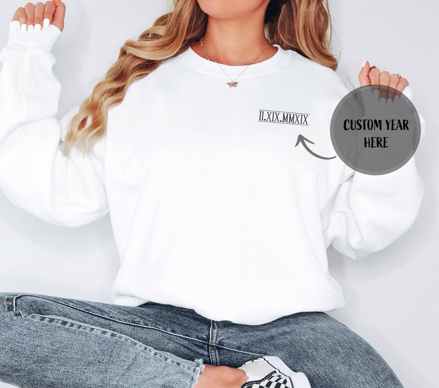 Roman Number Custom Date Sweatshirt, Birthday Gift, Wedding Date Gift, Gift for Her, Bride and Groom, Personalization Gift, Gift for Mom
