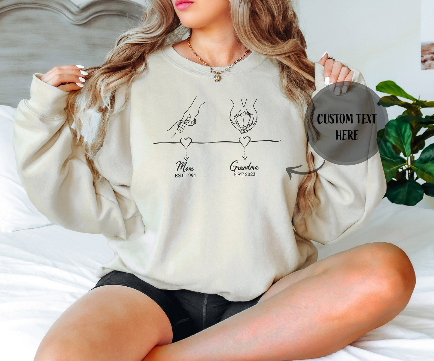 Custom Mom and Grandma Sweatshirt, Birthday Gift, Newborn Baby Date, Mother's Day Gift, Personalization Gift, Custom Hoodies Gift