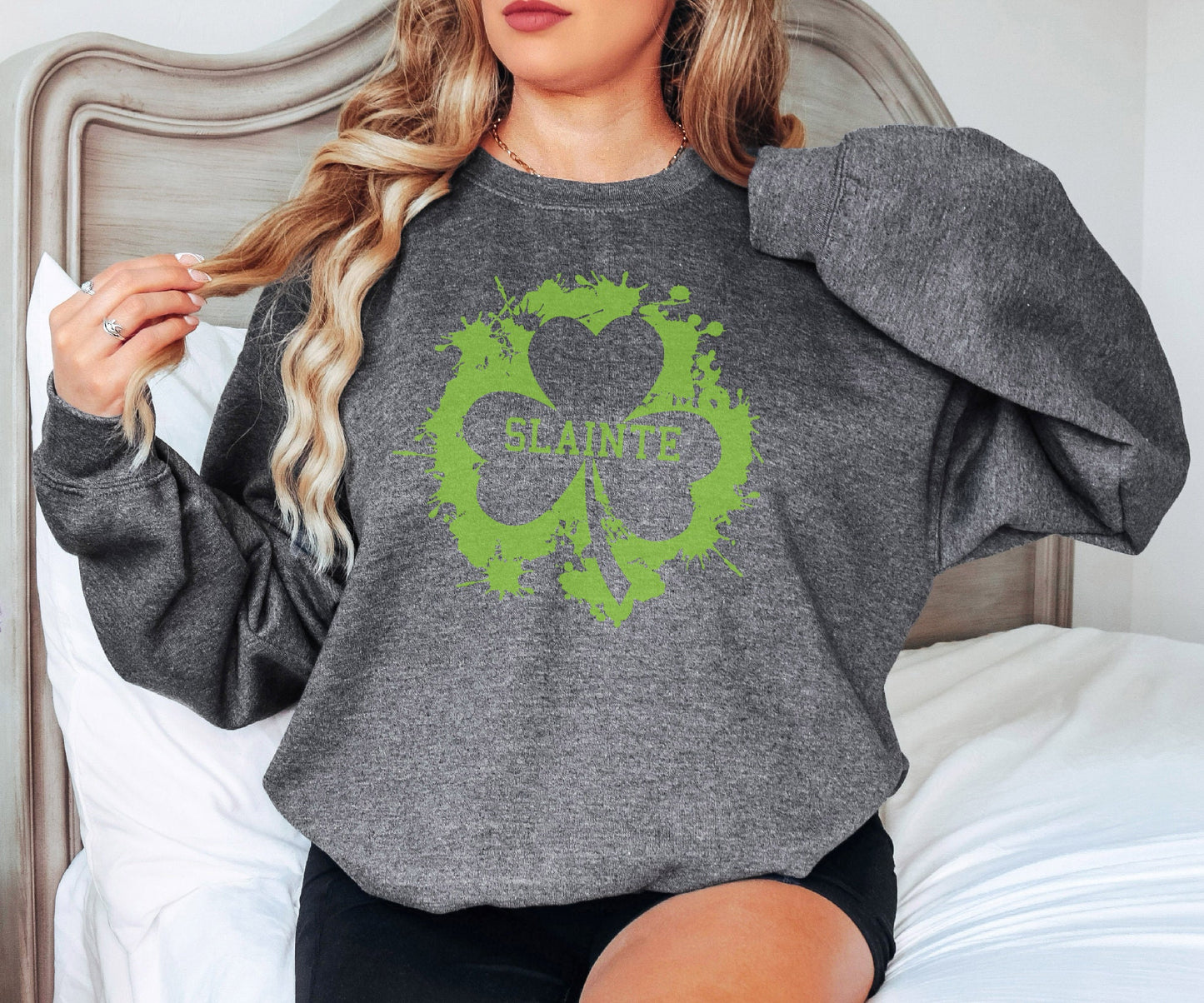 Slainte Sweatshirt, Clover Hoodie, St Patrick's Day, Lucky Sweat, Irish Gift, Gift for Her, Gift for Him, Birthday Gift, Green Clover Hoodie