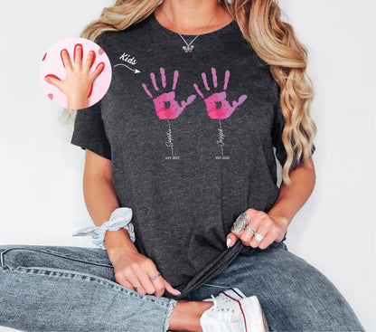 Custom Kids Hand Shirt, Grandparents Personalized Gift, Kids hand T-Shirt, Custom Gift for Mom, Custom Gift for Dad, Christmas Gift