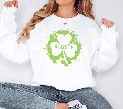 Slainte Sweatshirt, Clover Hoodie, St Patrick's Day, Lucky Sweat, Irish Gift, Gift for Her, Gift for Him, Birthday Gift, Green Clover Hoodie