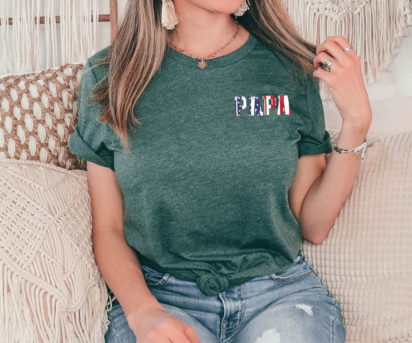 “Patriotic Papa Tee” - American Flag Design, Election Season, Veteran’s Pride