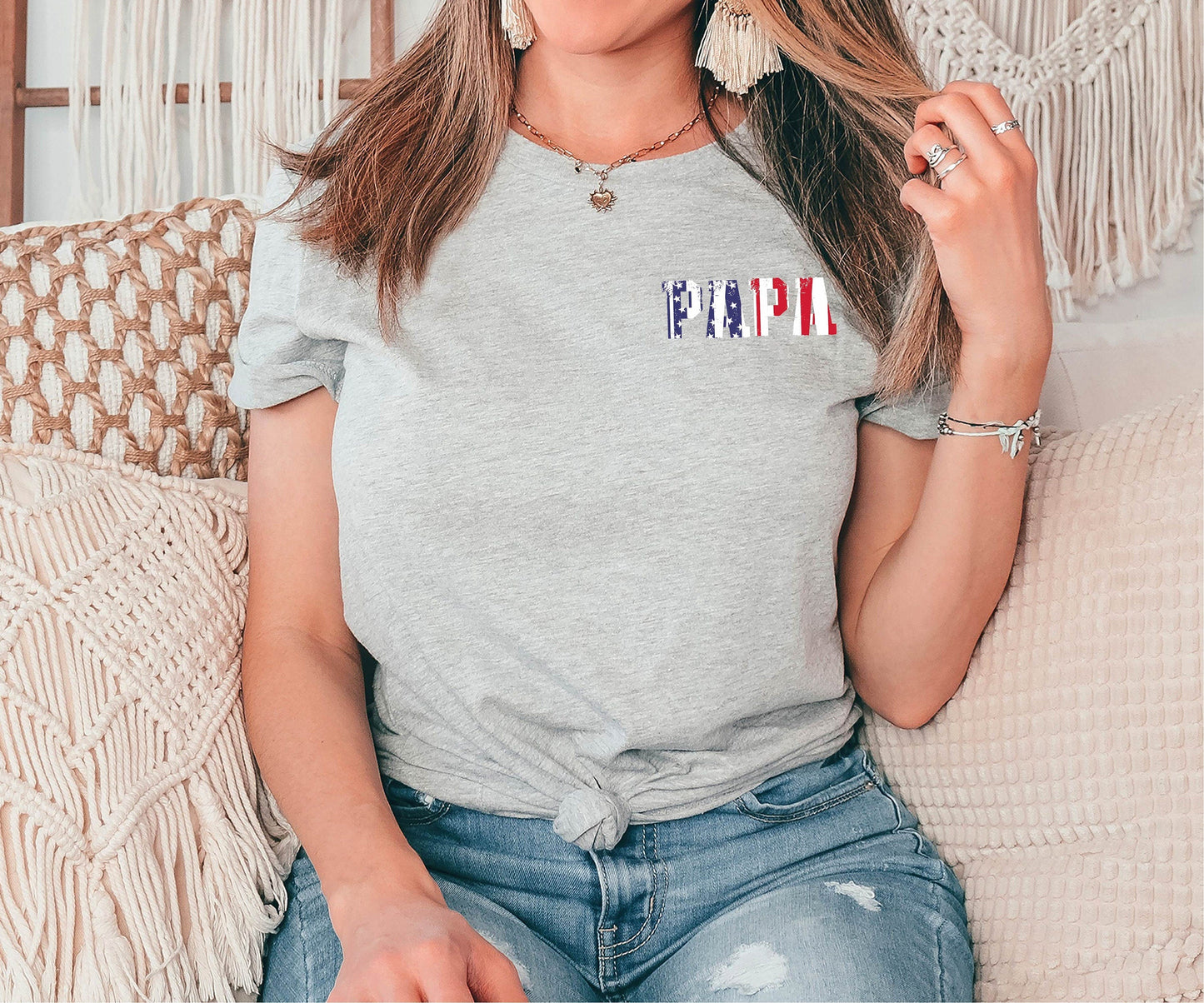 “Patriotic Papa Tee” - American Flag Design, Election Season, Veteran’s Pride